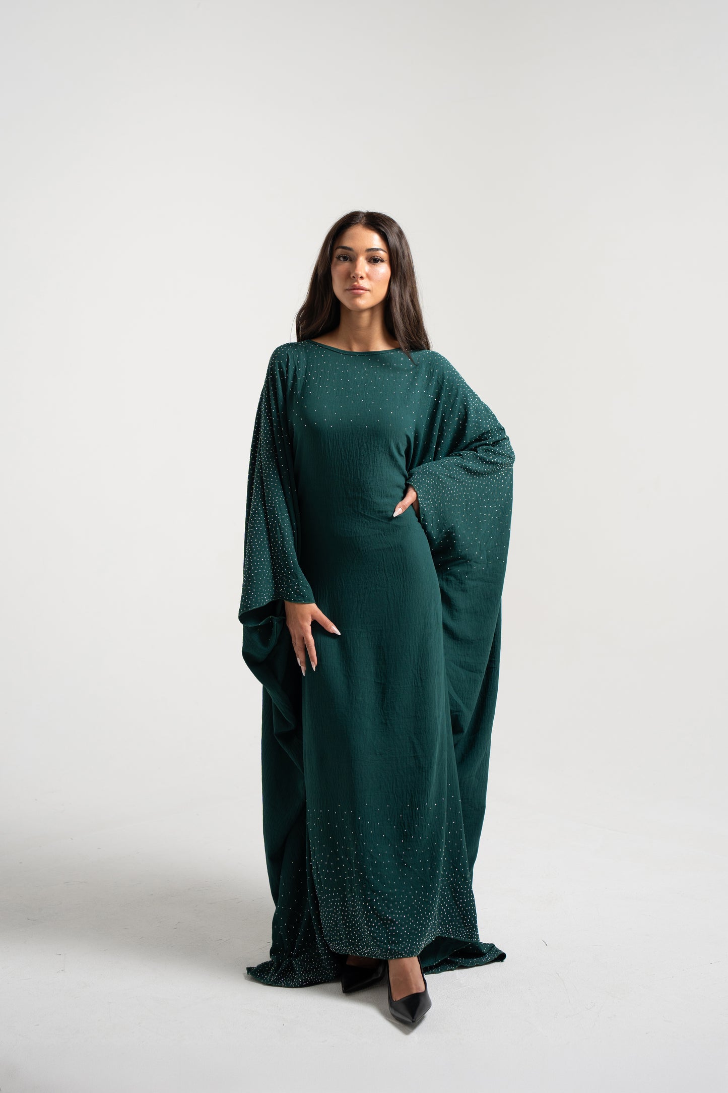 Butterfly Kaftan with Rhinestones - Deep Green
