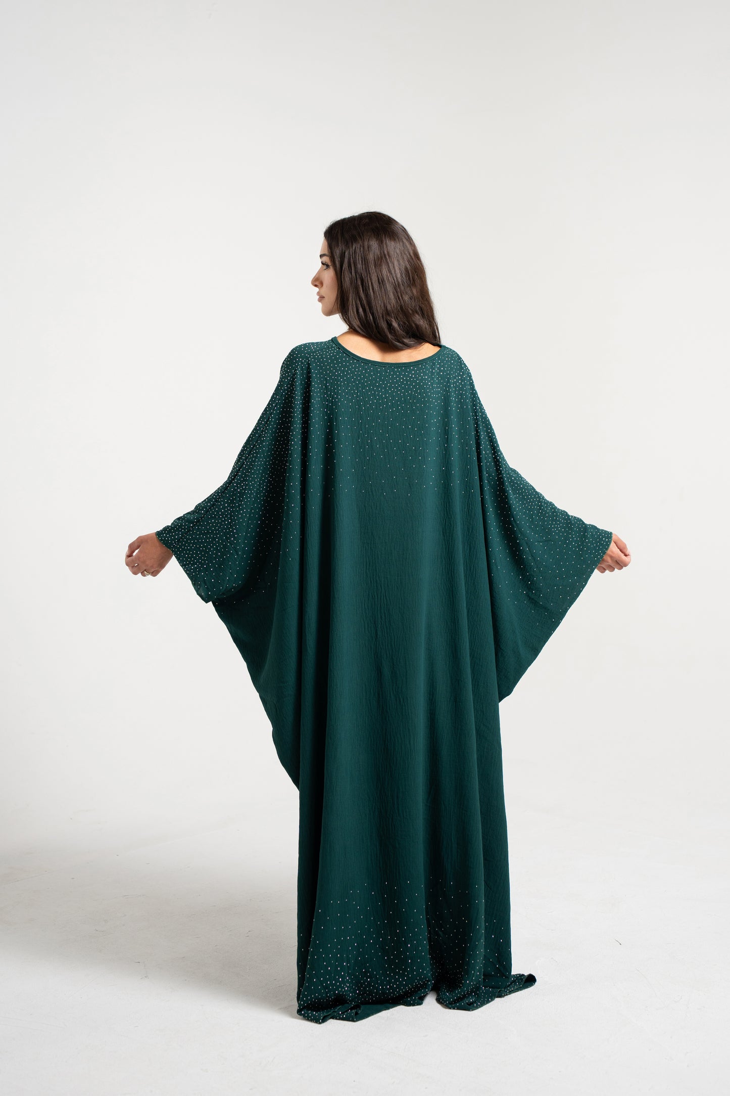 Butterfly Kaftan with Rhinestones - Deep Green