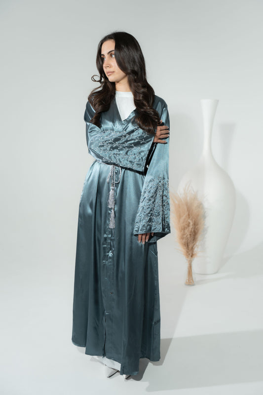 Detailed Sleeves Abaya - Blue