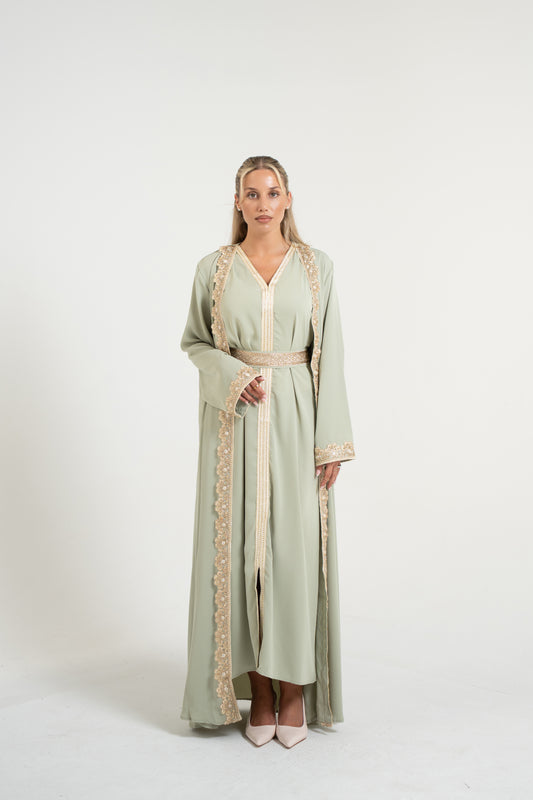 Traditional Kaftan Set - Mint Green