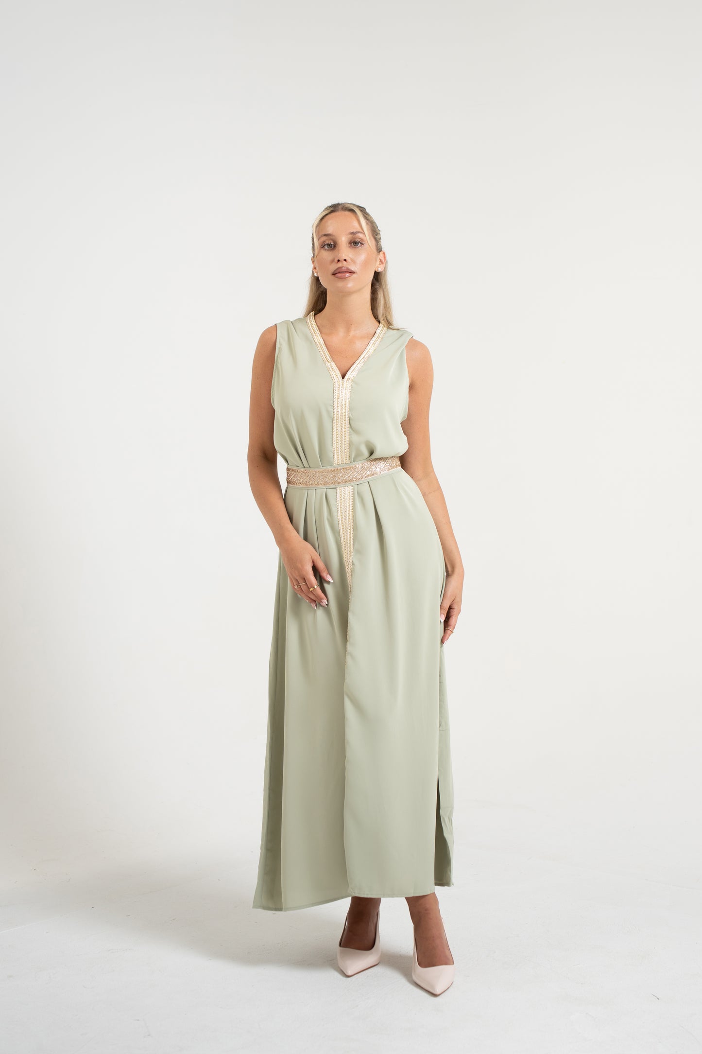 Traditional Kaftan Set - Mint Green