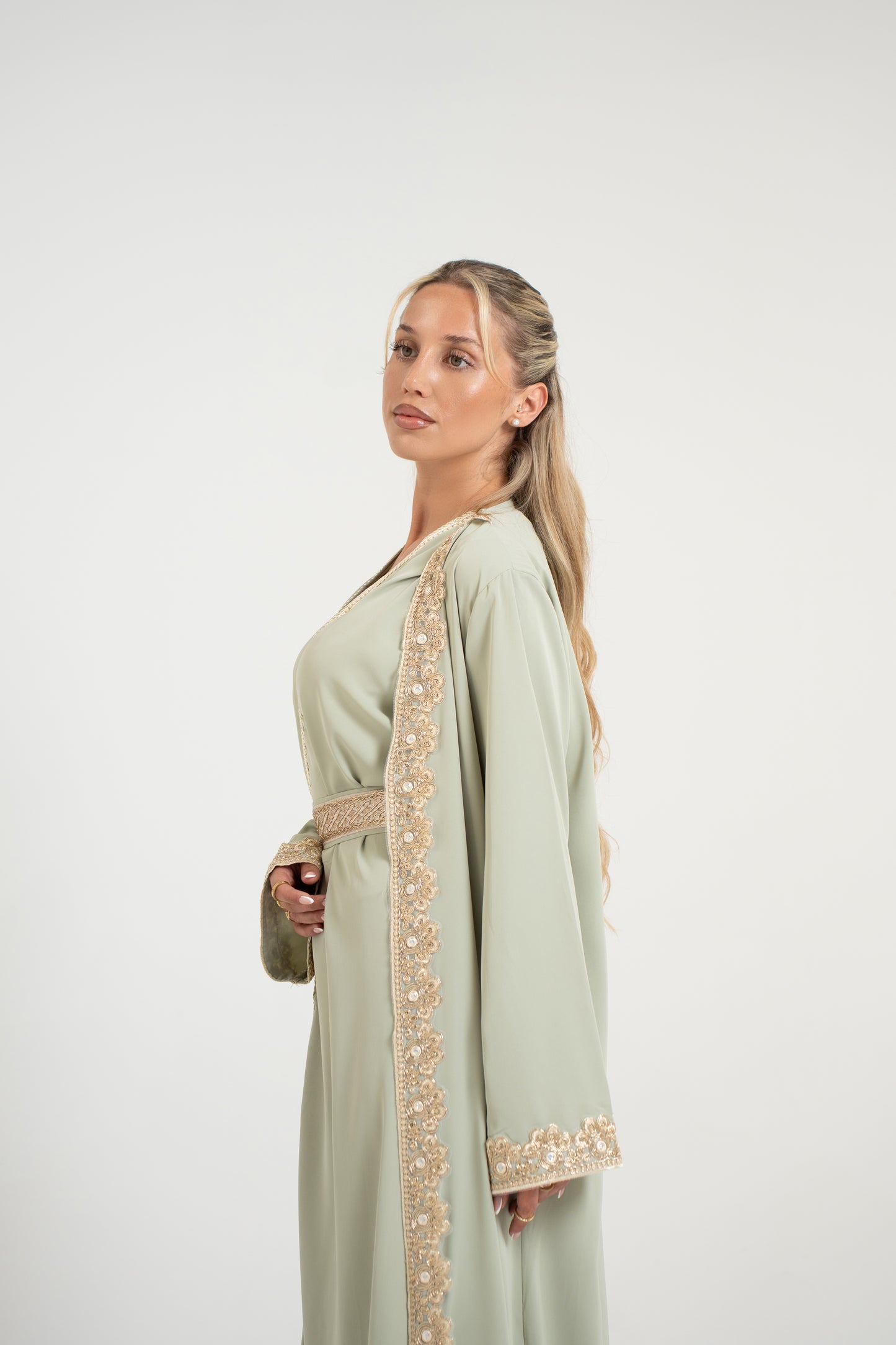 Traditional Kaftan Set - Mint Green