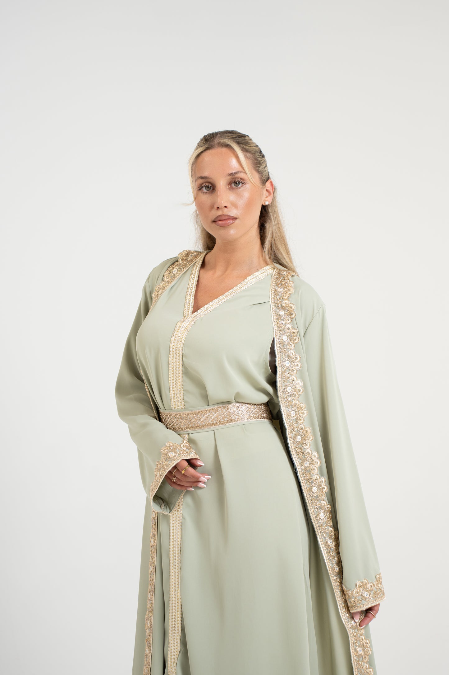Traditional Kaftan Set - Mint Green