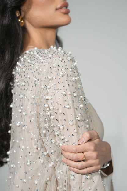 Luxury Pearl Abaya - Beige