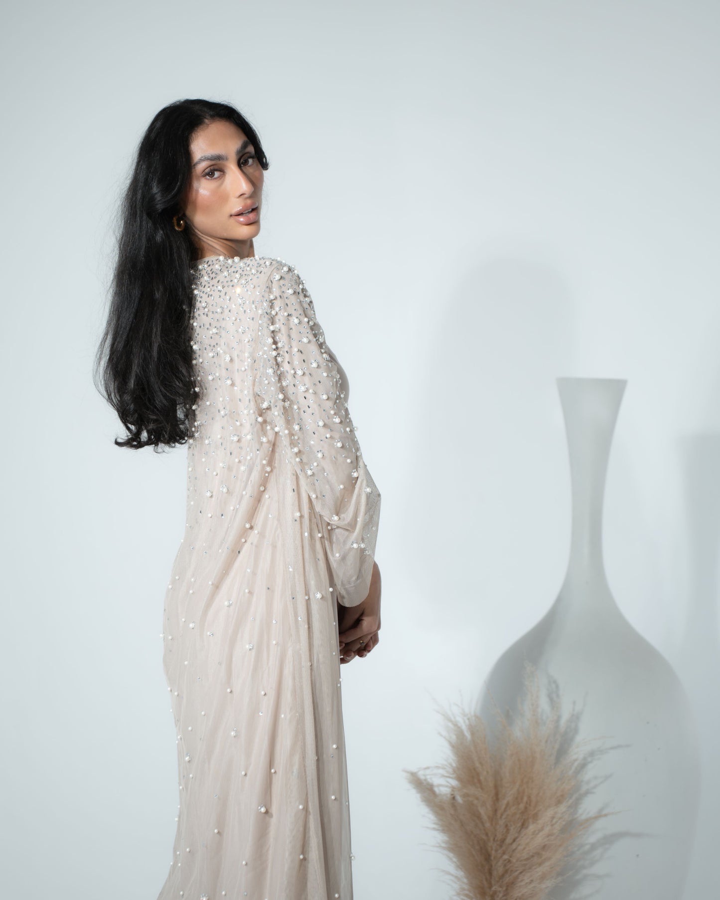 Luxury Pearl Abaya - Beige