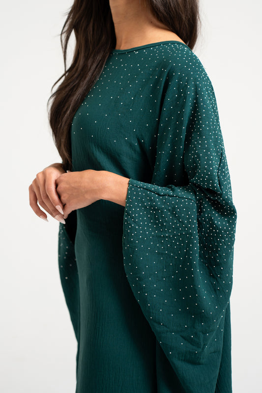 Butterfly Kaftan with Rhinestones - Deep Green