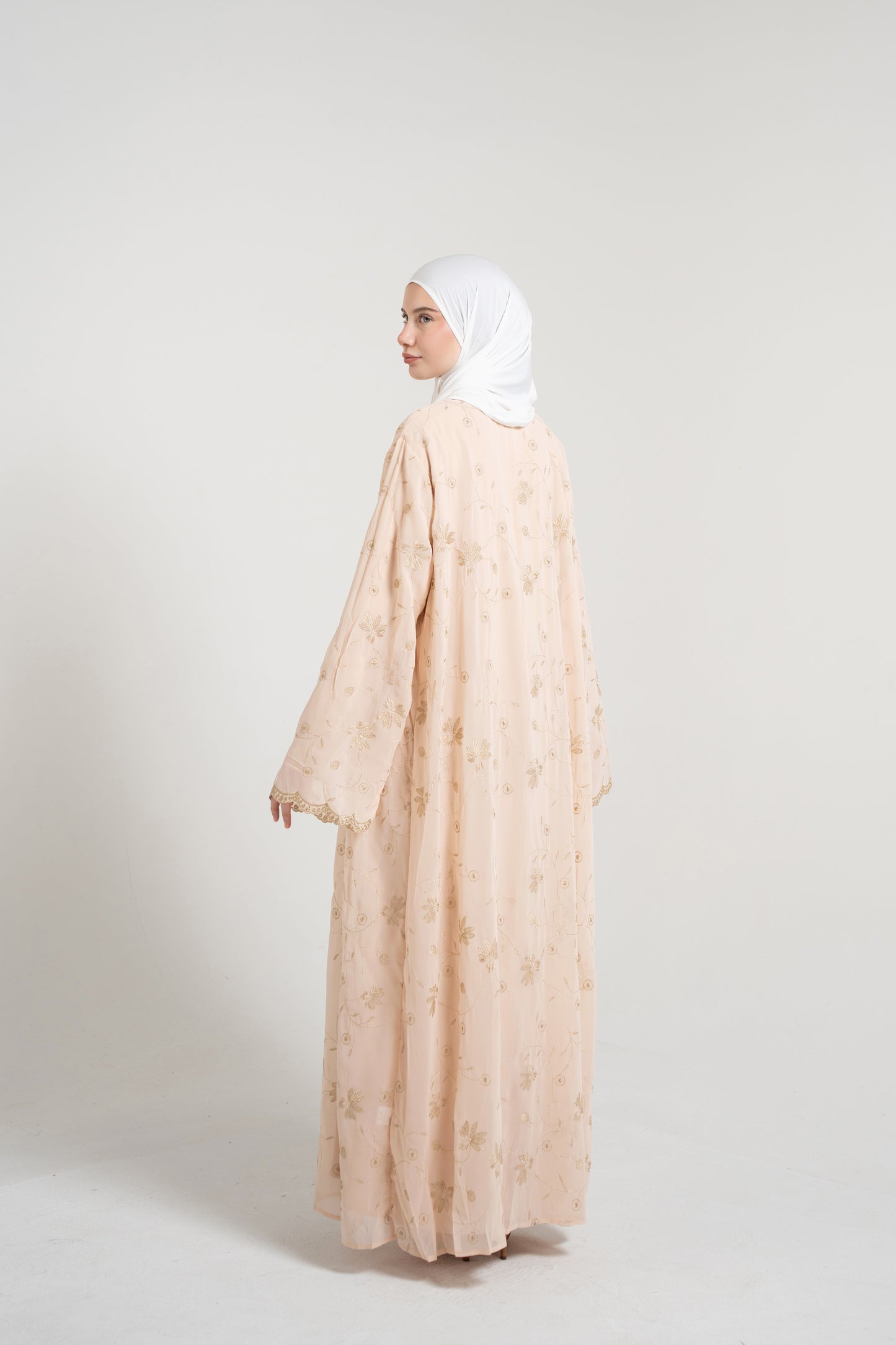 Decorative knitwear Abaya Set - Beige