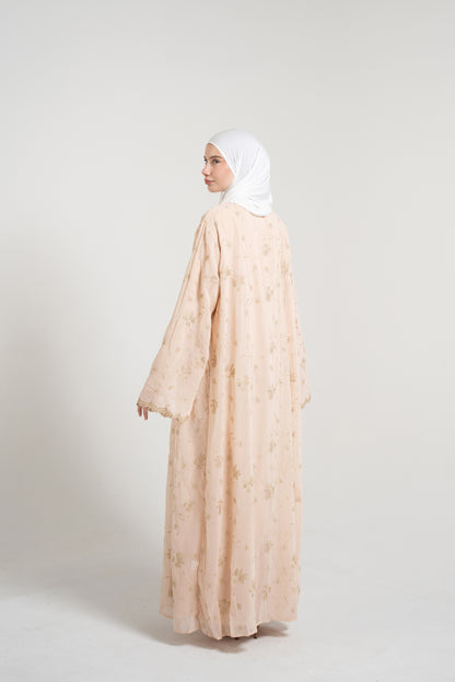 Decorative knitwear Abaya Set - Beige