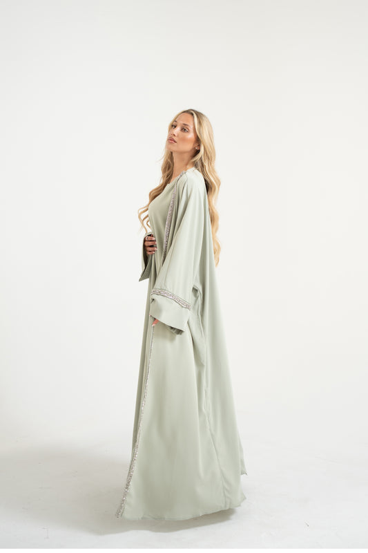 Abaya Set with Deatils - Mint green