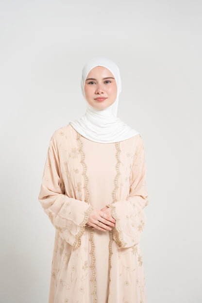 Decorative knitwear Abaya Set - Beige