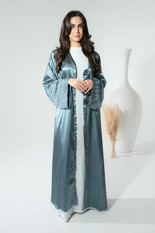Detailed Sleeves Abaya - Blue