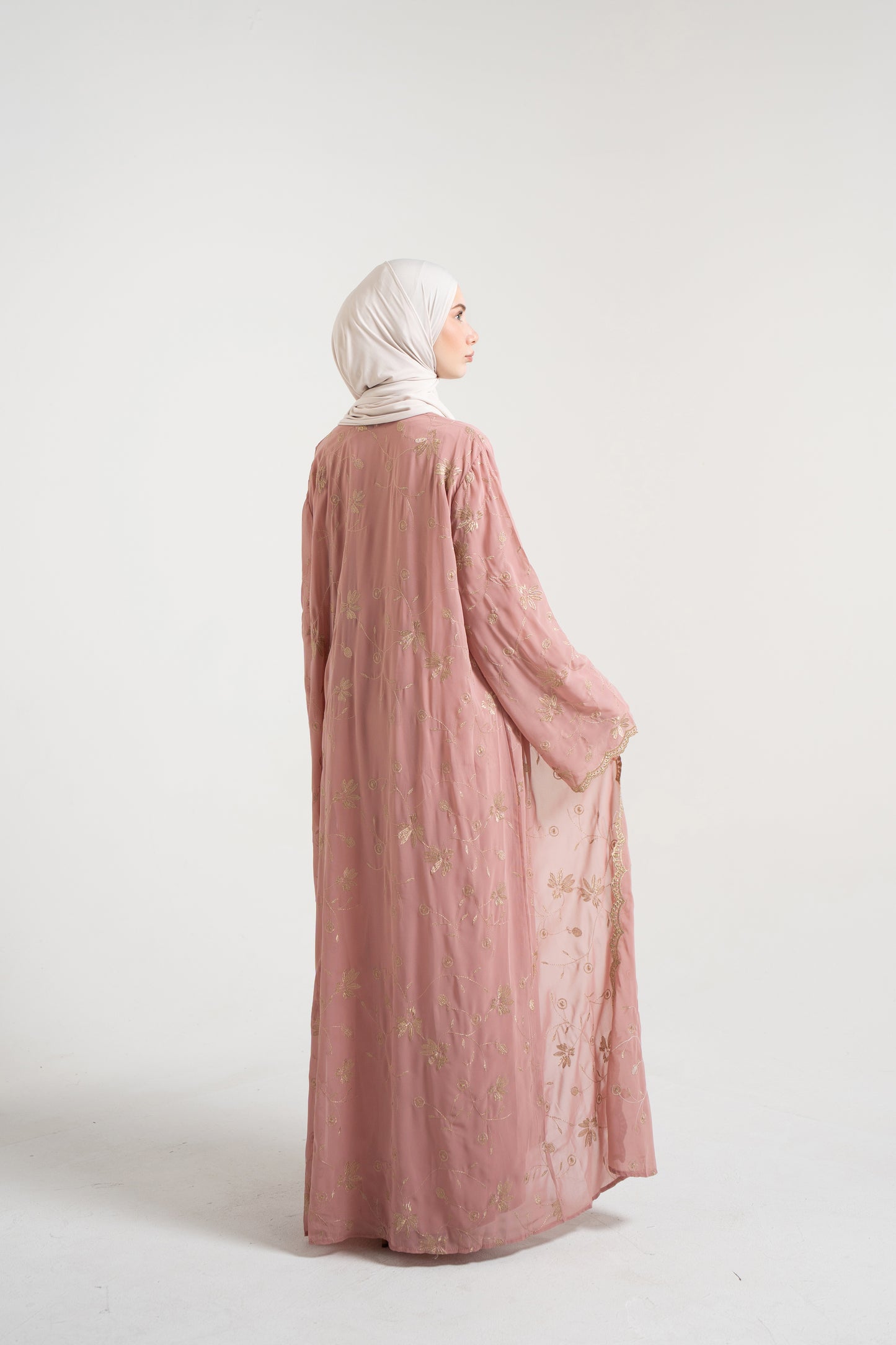 Decorative knitwear Abaya Set - Rose