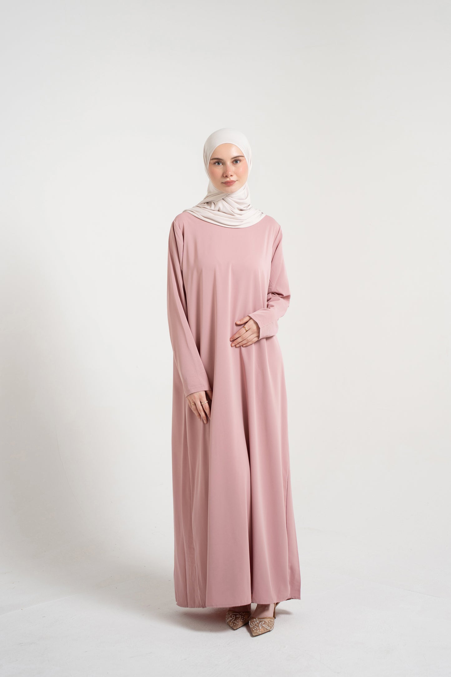 Decorative knitwear Abaya Set - Rose
